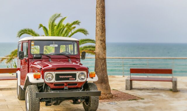 toyota, land cruiser, nature, vintage, ocean, beach, seaside