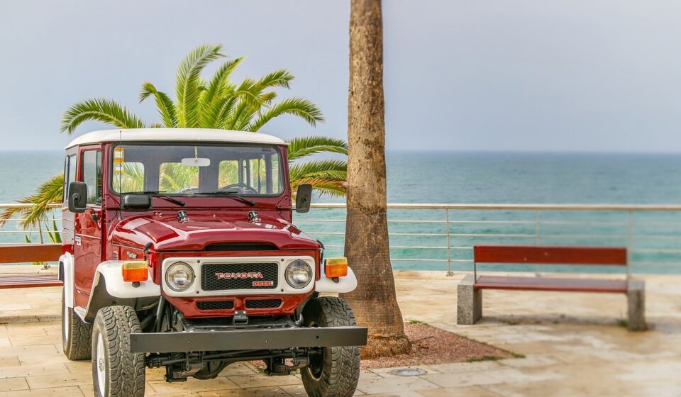 toyota, land cruiser, nature, vintage, ocean, beach, seaside