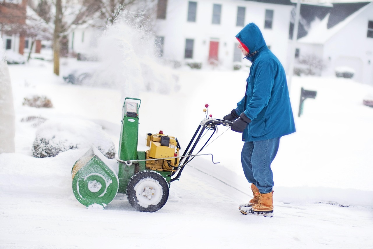 snow blower, nature, man, work, winter, snow, cold
