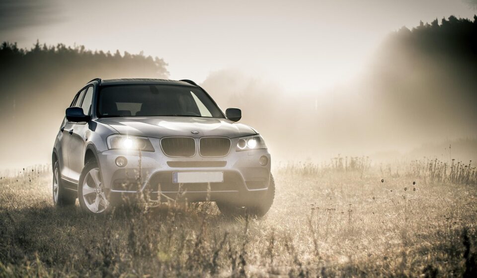 bmw, suv, auto, fog, autumn, headlights, shiny car, car, vehicle, transportation, parked car, car wallpapers, automobile, automotive