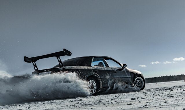 drift, speed, nature, transport, car wallpapers, snow, spoiler, car